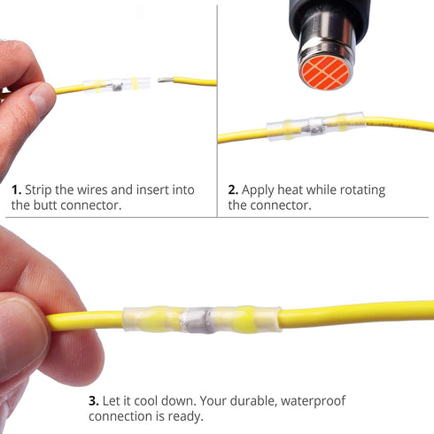 Wirefy 50 PCS Solder Seal Wire Connectors Kit - Heat Shrink Solder Butt Connectors for 26-10 AWG