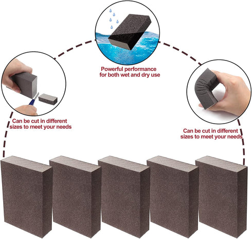 220 Grit Sanding Block - 12Pcs, Washable & Reusable Wet Dry Sanding Sponge Foam Sandpaper for Wood, Metal, Plastic