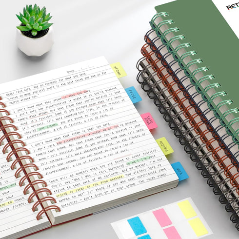 RETTACY A4 Spiral Notebook, 300 Pages, College Ruled, 100 GSM Premium Paper, Dark Green for School and Work