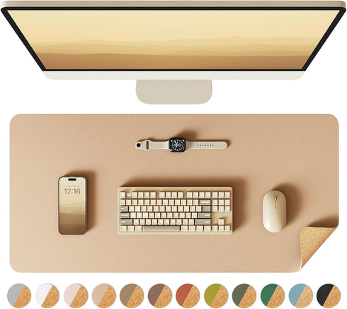YSAGi Double-Sided Desk Pad, Eco Cork Leather Desk Mat Protector, Large Waterproof Blotter Pad