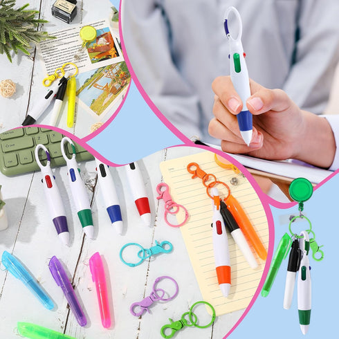 Whaline 30Pcs Mini Highlighter Nurse Pen Set, 6 Colors Retractable Shuttle Pen with Badge Clip for Students Teachers