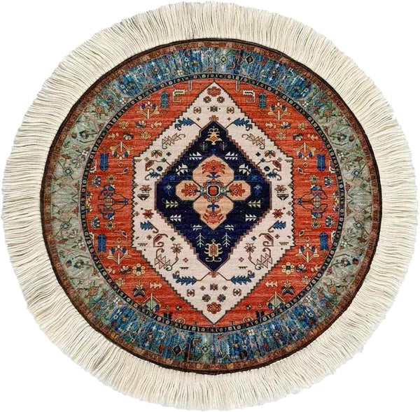 Antdean Round Persian Style Carpet Mouse Pad Vintage Miniature Bohemian Rug Desk Pad,
