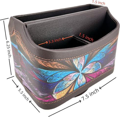 PU Leather 360 Degree Spinning Remote Control Holder, Desk Organizer for Media, Mail, Phone, and Pen Storage (Pansy)