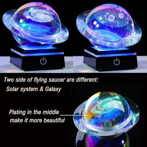 3d 80mm 3.15inch Solar System Model Galaxy Crystal Ball - Saturn Shape Outer Space Astronomy Gifts Room Decor Unique