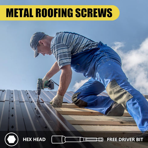 250pcs #10 x 1-1/2" White Hex Head Self-Drilling Metal Roofing Screws, EPDM Washer, Colored Head, Sheet Metal Roof