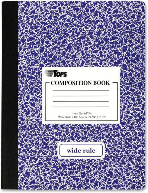 TOPS Composition Book, Wide/Legal Rule, Randomly Assorted Marble Cover, 100 Sheets, 9.75 x 7.5