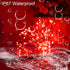 YAOZHOU Red Solar Christmas String Lights, Outdoor Waterproof, 100 LED (2 Pack), 8 Modes Fairy Lights