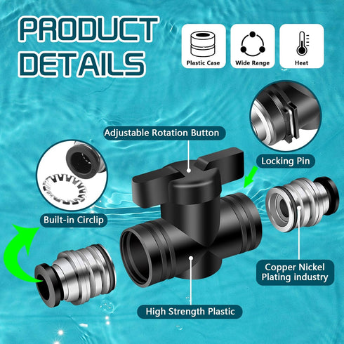 Boltigen 5Pack Pneumatic Push to Connect Ball Valve, 1/4”ODx 1/4“OD Quick Connect Air Control Fittings, 1/4"Air Flow Control Valve, Straight Tube Quick Connect Valve for Air Hydraulic by Boltigen