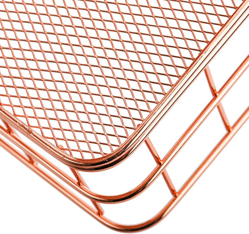 Hacaroa 4 Pack Rose Gold Wire Mesh Basket, Metal Desk Drawer Organizer for Cosmetics, Stationery, and Snacks