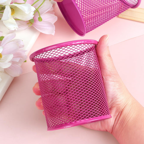 Tamaki Pen Holder Cup for Desk, Wire Mesh Pencil Cup Holder for Office Pen Organizer (Pink)