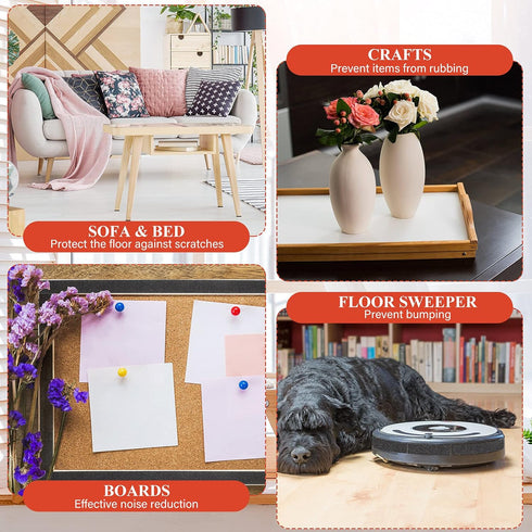 4 Rolls 120 Inch Felt Strip with Adhesive Backing for Protecting Furniture and DIY (Black, 0.5 Inch)