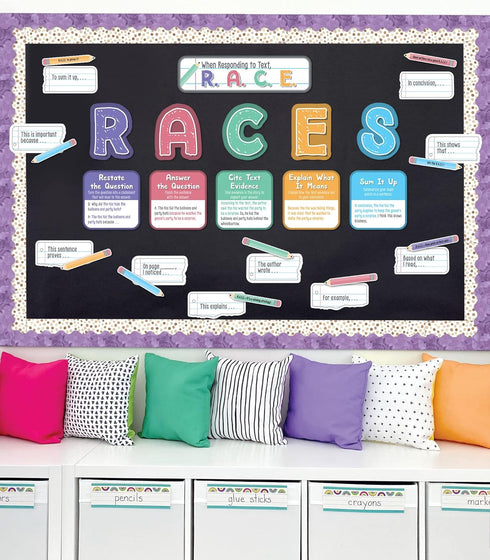 Carson Dellosa 37-Piece R.A.C.E. Writing Strategy Bulletin Board Set, Informational Charts, Sentence Starters, Pencils