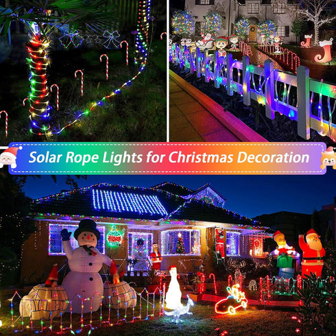 JMEXSUSS 200 LED Solar Rope Lights, 66ft Multicolor Trampoline Accessories, 8 Modes IP65 Waterproof Outdoor Lights