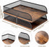 Set of 2 Vintage Black Wood & Metal Letter Tray, Desk Organizers Paper Tray, Office File Organizer