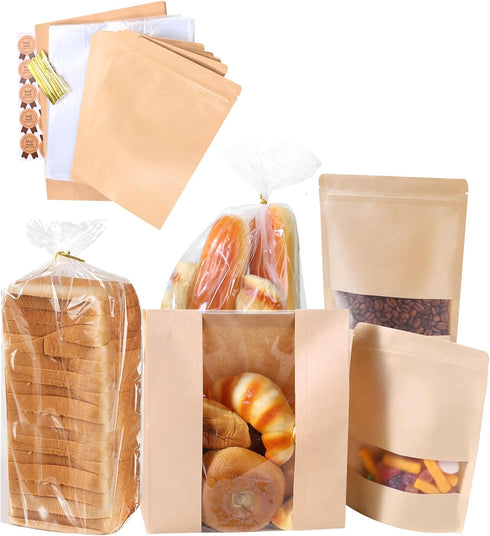 Bpole 3-in-1 Bread Loaf Bags for Homemade Bread - 50pcs Bakery Paper Plastic