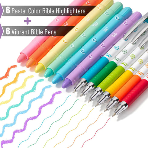 Mr. Pen Bible Highlighters and Pens No Bleed, 12 Pack Gel Highlighters for Bibles, No Bleed Through Bible Pens