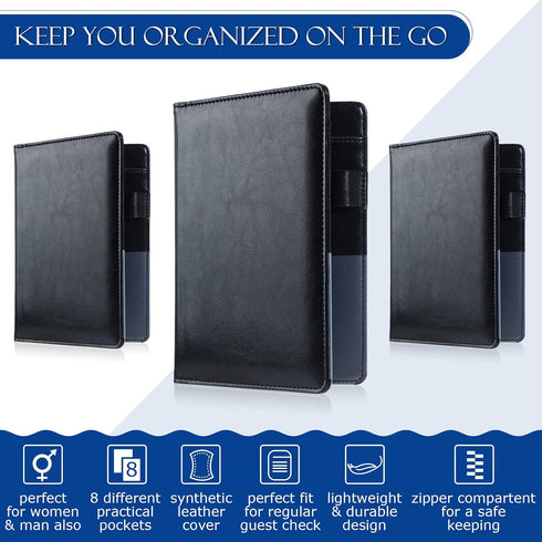 6 Containlol Pcs Waitress Server Books Guest Book Pad Leather Money Organizer Wallet Organizer Waiter Cash Check Bill