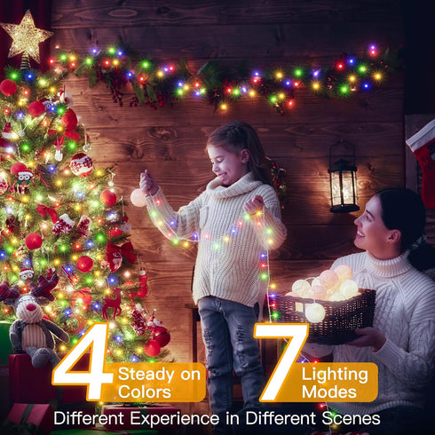 66FT 200LED 11 IP44 Ollny Christmas Lights, Christmas Tree Lights with Modes Remote Control Waterproof Color Changing