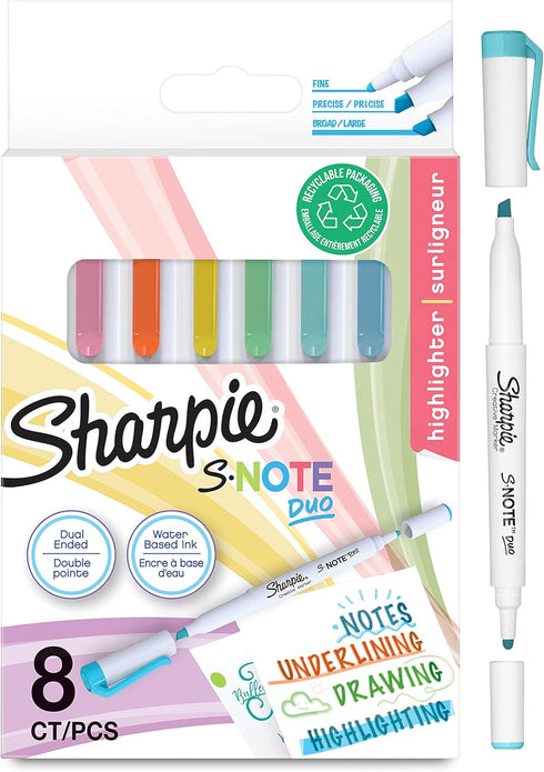 Sharpie S-Note Duo Highlighters | Dual Ended Pastel Creative Markers | Bullet & Chisel Tip for Highlighting, Drawing