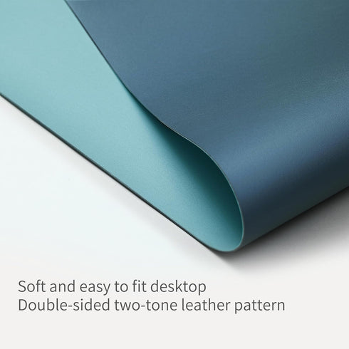 RENMTURE Double-Sided Two-Tone Faux Leather Desk Mat for Home and Office Large Mouse Pad (Blue/Green, 23.6" x 13.7")
