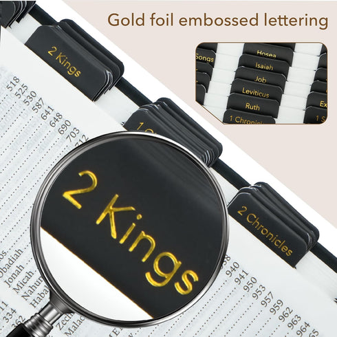 75 Mr. Pen- Laminated Bible Tabs, pcs, Black, Gold Foil Embossed Lettering, Easy-to-Read & Apply, Tear Resistant Index