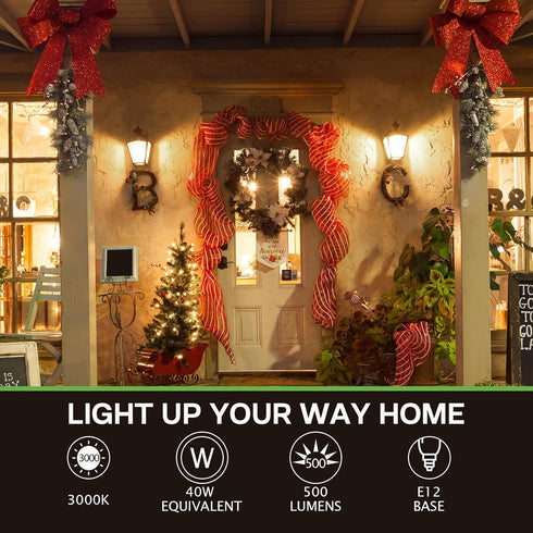 Bulbs 5W 40W, B11 Bulb, 3000K Bulbs E12 6 Pack Dusk to Dawn Light Outdoor: Equivalent Candelabra Light Warm White