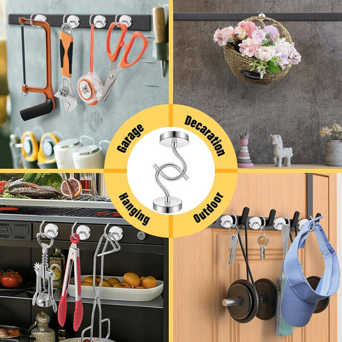 6 Pack Heavy Duty Metal Magnetic Hooks, 40lb+ Magnet Hooks for Hanging, Kitchen, Grill, Tool, Cruise Cabins