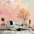 lnzCzhyre Custom Size Wall Sticker Mural Autumn Tree by the Water Soft Clouds