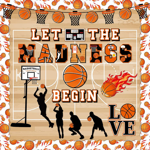 gisgfim Basketball Bulletin Board Decoration Set, Background Paper & Borders for Classroom School Game Craft