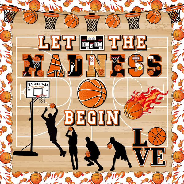 gisgfim Basketball Bulletin Board Decoration Set, Background Paper & Borders for Classroom School Game Craft