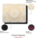Mouse Pad, White & Gold Mandala Pattern Rectangular Non-Slip Rubber Mouse Mat for Office