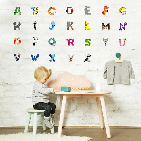 BeYumi 52Pcs Animal Alphabet Cutouts ABC Letters, Educational Materials for Back to School, Preschool Classroom