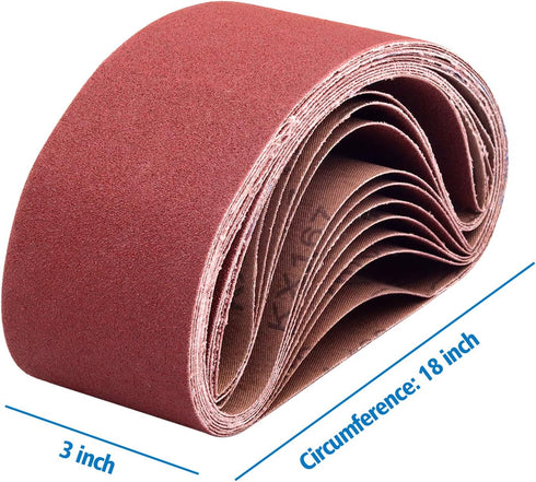 3 x 18 inch Sanding Belts, 120 Grit Aluminum Oxide Belt Sander Belt for Woodworking, 24 Pack