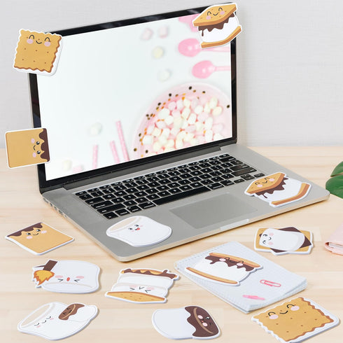 CJiangpo 30Pcs Marshmallow Sticky Notes, Cute Cartoon Notepad, 600 Sheets for Classroom Rewards Party Favors