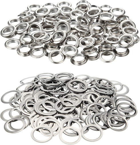 WILLBOND Grommet and Washer Kit, Finish Eyelet for Clothes, Fabric, Leather Tag Bag (500 Pieces, Silver, 1/2 Inch)