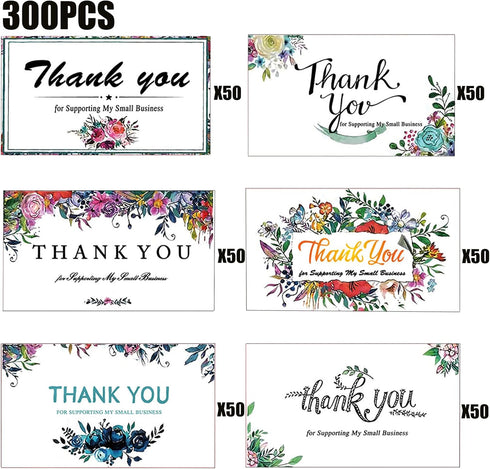 DOFE 300PCS Cards,6 3.5*1.97Customer Thank You For Supporting My Business Styles Appreciation Card For Shop Online