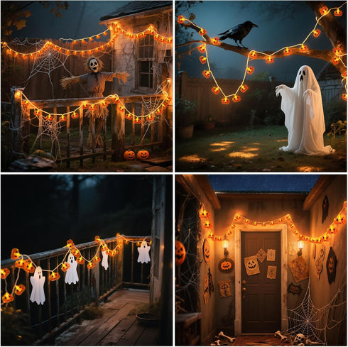 FFZZKJ 10FT 20LED 8 Halloween Lights Pumkin Lights with Timer Modes Battery Operated Indoor Outdoor for Halloween