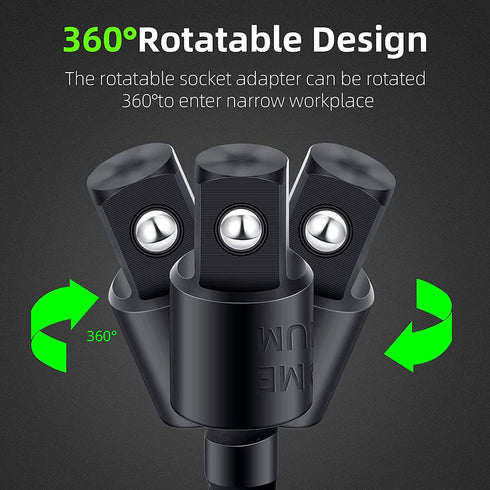 Right Angle Drill Adaptor, 4-in-1 Impact Drill Bit Extension, 360 Rotatable Socket Adapter Set