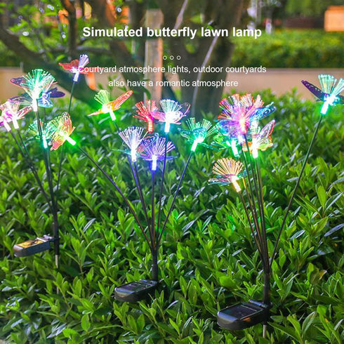 7 Solar Outdoor Lights Butterflies Solar Garden Lights Ground Plug Decorative Lights for Yard, Landscape Lighting Spot