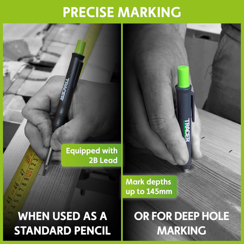 6 Tracer Complete Deep Hole Marking Kit - Includes Double-Tipped Long Head Deep Hole Permanent Marker and Deep Hole