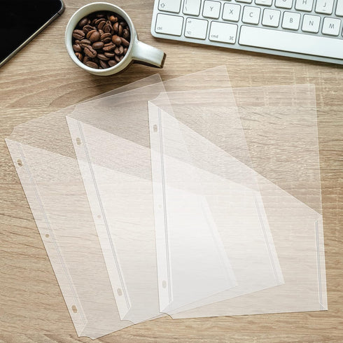 OEBSR 30Pack 3 Hole Punch Clear Plastic Document Folders - Organized Poly Translucent File Jacket for US Letter/A4 Size