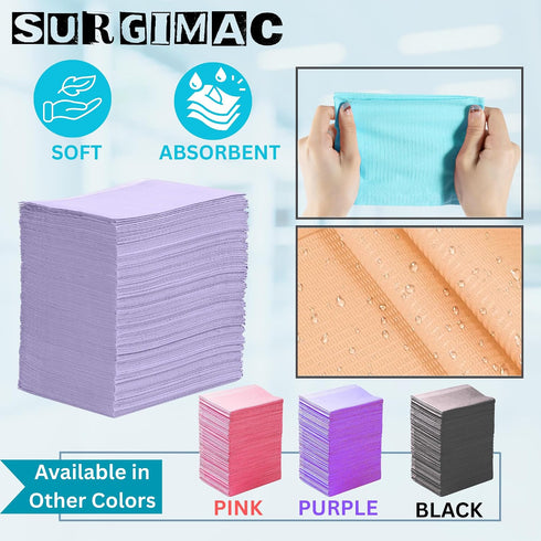 13" 18", 2-Ply 1-Ply (500, SurgiMac Disposable Patient Bibs x Tissue + Poly, Adult Bibs for Patient Care, Eating