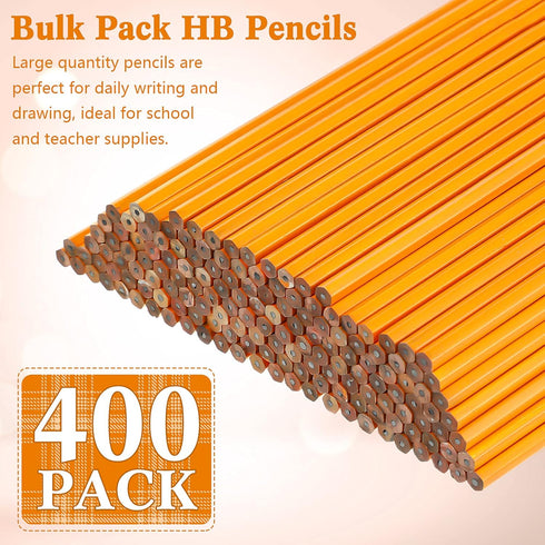 Fumete 400 Pcs Yellow Pencils Bulk, Unsharpened Wood Pencils with Erasers for Kids Students Back to School