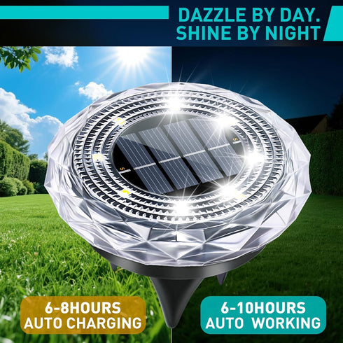 FORTULUX Swimming 8Pack) Solar Ground Lights,Solar Disc Light Outdoor Waterproof,Landscape Lighting Garden Lights
