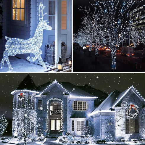 Wotilzeen 100FT 300 8 LED Christmas String Lights Outdoor Tree Lights Green Wire Twinkle Lights for Bedroom with Modes