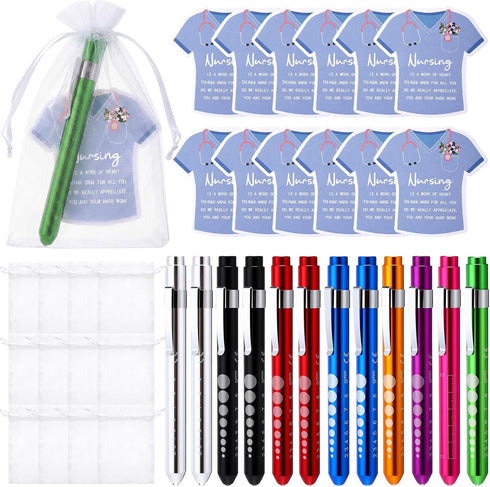 Lewtemi 12 Pack Penlight for Nurse Bulk LED Reusable Diagnostic Pen Light
