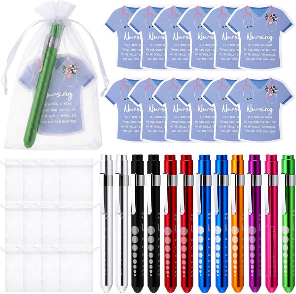 Lewtemi 12 Pack Penlight for Nurse Bulk LED Reusable Diagnostic Pen Light