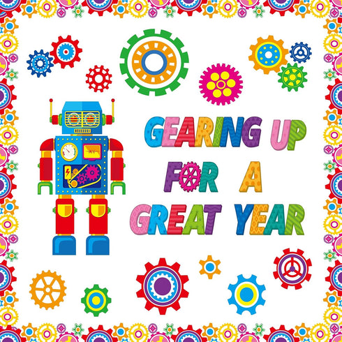Fulmoon 52 Pcs Gear Bulletin Board Set, Classroom Robot Wall Decoration for Science Themed Back to School Party