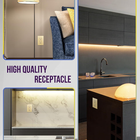 ENERLITES Elite Series Decorator Receptacle Outlet, Child Safe Tamper-Resistant, 15A 125V, Gold, Wall Plate Included