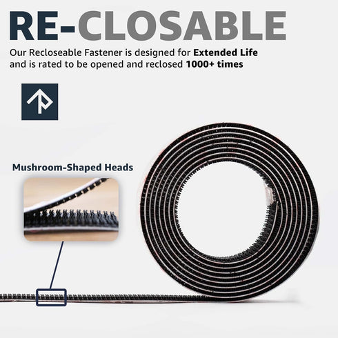 Scotch Industrial Strength 1" x 10ft Clear Self Mating Reclosable Fasteners, No Tools Needed, Waterproof for Home
